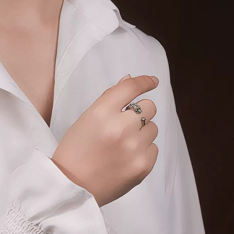 Fortune Jewel Vintage Dragon Design Success Strength Adjustable Ring