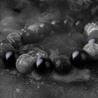 Fortune Jewel Black Obsidian Lava Rock Stone Yin Yang Strength Bracelet