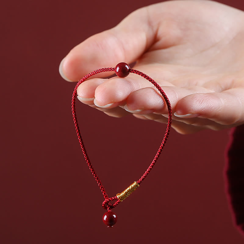Fortune Jewel Natural Cinnabar Red Agate Blessing Red String Bracelet