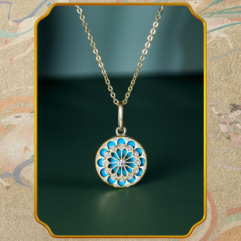 Fortune Jewel 925 Sterling Silver Round Turquoise Zircon Protection Strength Necklace Pendant - Fortune Jewel