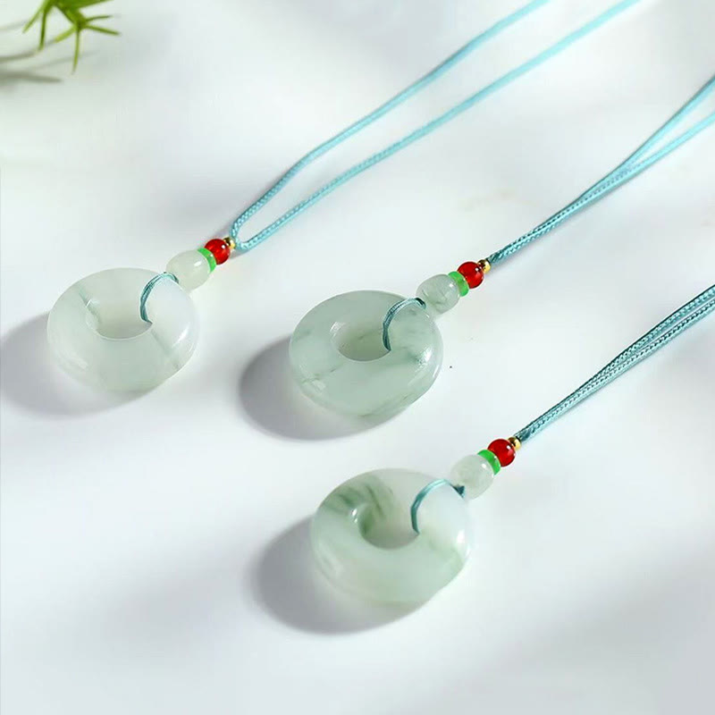 Fortune Jewel Natural Jade Peace Buckle Prosperity Necklace Pendant