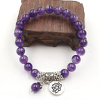 Fortune Jewel Amethyst Crystal Lotus Healing Balance Bracelet