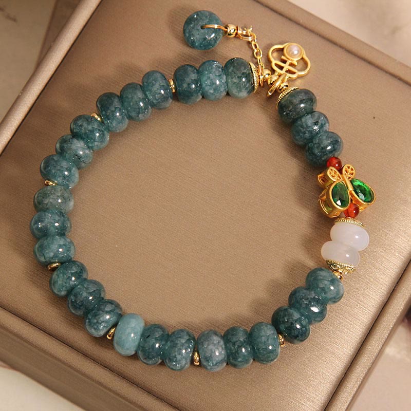 Fortune Jewel Jade White Agate Butterfly Abacus Beads Abundance Bracelet