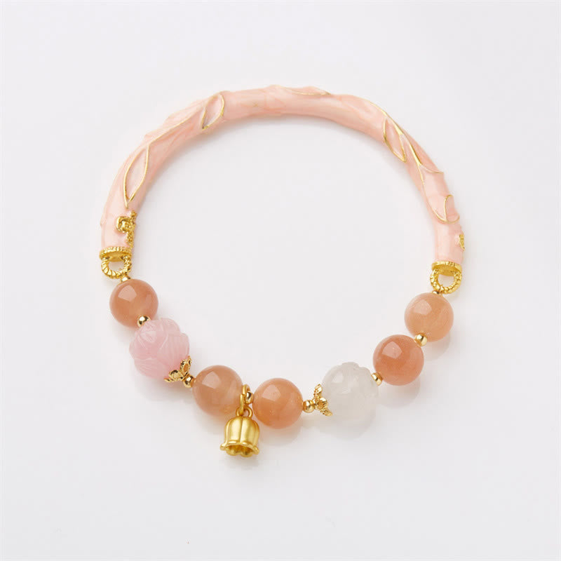 Fortune Jewel Sun Stone Golden Silk Jade Lily of the Valley Charm Positive Bracelet Bangle