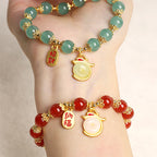 Fortune Jewel Year of the Dragon Red Agate Green Aventurine Peace Buckle Fu Character Lucky Fortune Bracelet