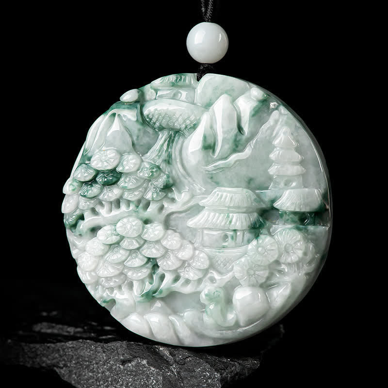 Fortune Jewel Mountain Landscape Jade Abundance String Necklace