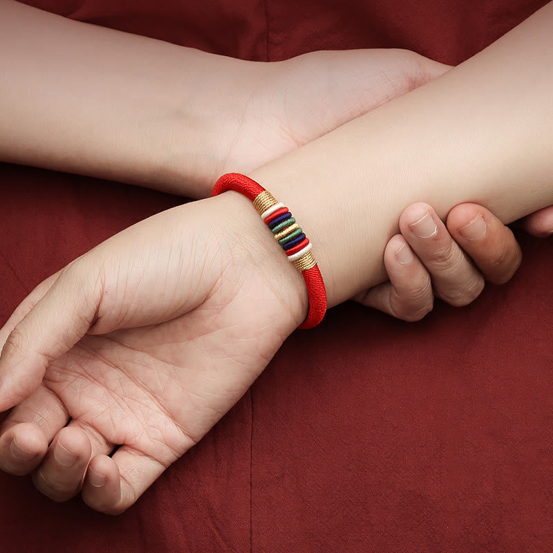 Fortune Jewel Tibetan Handmade Colorful King Kong Knot Five Elements Luck Braid String Bracelet
