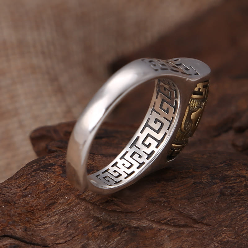 Fortune Jewel Tibet Om Mani Padme Hum Carved Design Purity Rotatable Ring