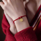 Fortune Jewel Handmade Eight Thread Peace Knot Fu Character Charm Luck Happiness Red Rope Bracelet
