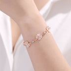 Fortune Jewel Pink Crystal Four Leaf Clover Love Chain Bracelet