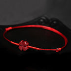 Fortune Jewel Handmade Plum Blossom Four Leaf Clover PiXiu Lotus Koi Fish Cinnabar Blessing Braid Bracelet