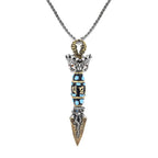 Fortune Jewel Tibet Om Mani Padme Hum Dzi Bead Dorje Vajra Pattern Wealth Rotatable Necklace Pendant