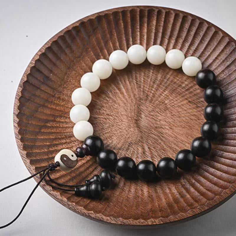 Fortune Jewel Ebony YinYang Protection Bracelet Decoration
