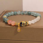 Fortune Jewel Jade Yanyuan Agate White Jade Koi Fish Scripture Charm Luck Bracelet
