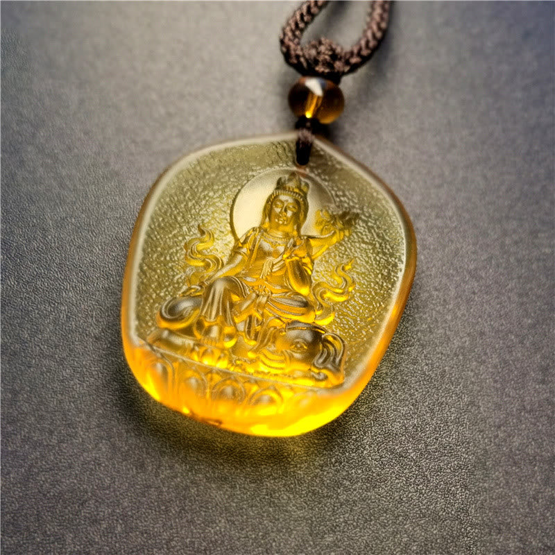 Fortune Jewel Chinese Zodiac Natal Buddha Blessing Liuli Crystal Compassion Necklace Pendant Fortune Jewel