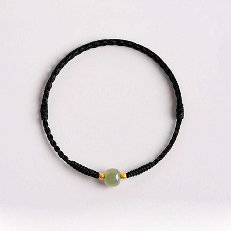 Fortune Jewel Handmade Jade Lucky Bead Prosperity Braided Bracelet