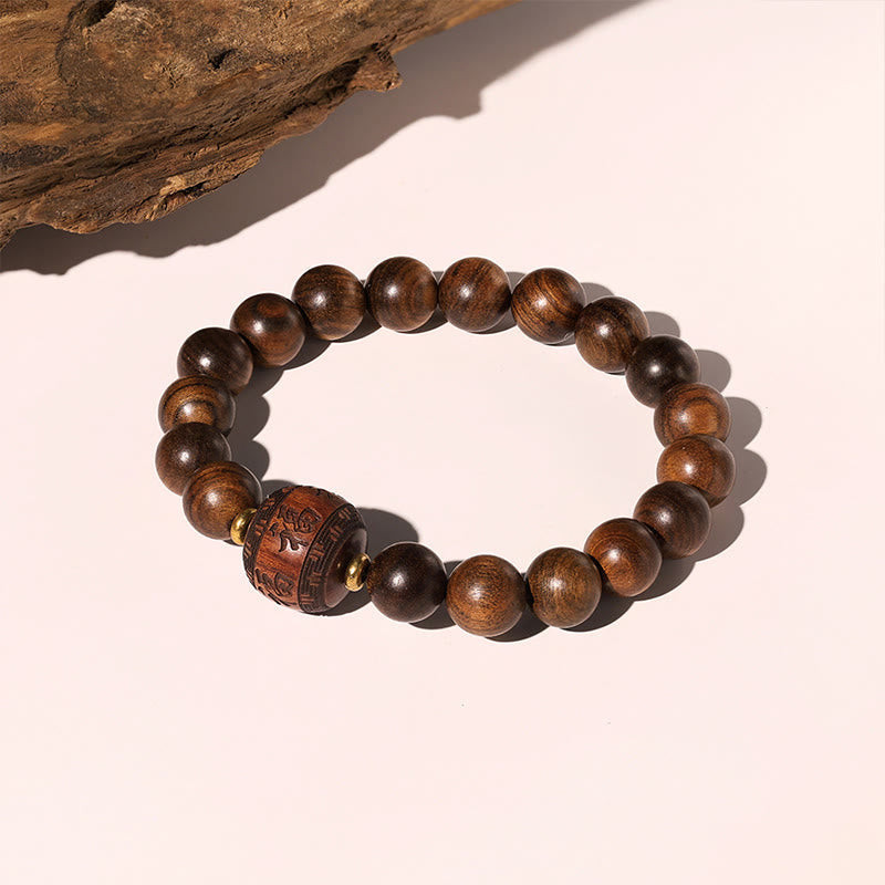 Fortune Jewel Rosewood Auspicious Clouds Totem Fu Character Bamboo Pattern Warmth Bracelet