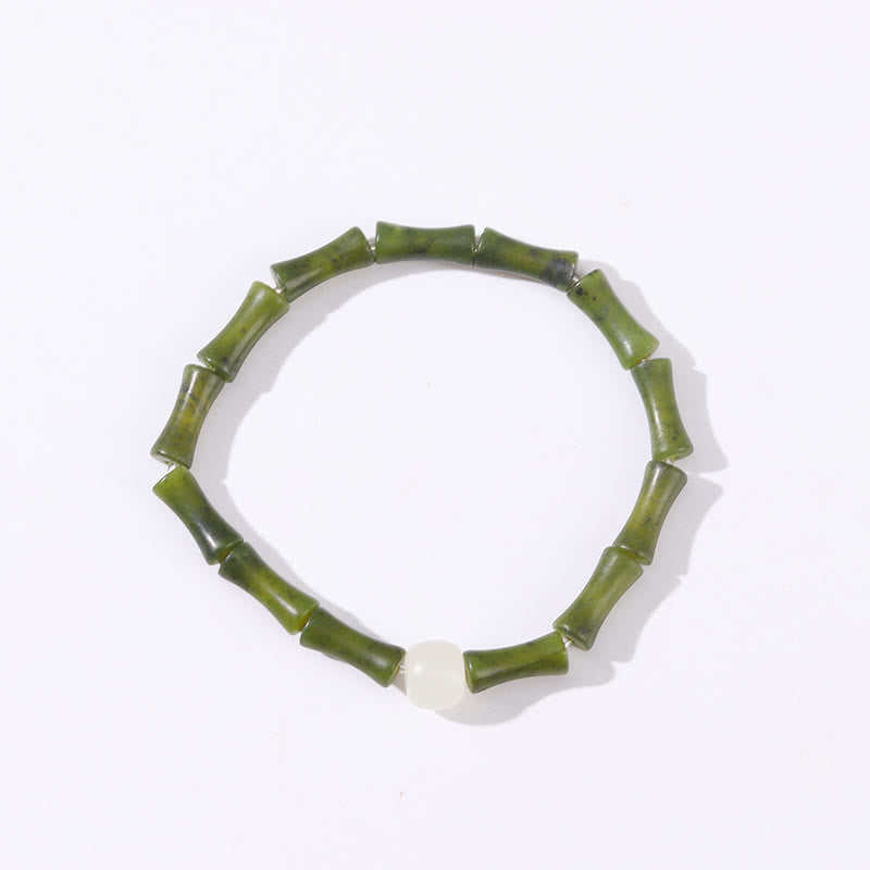 Fortune Jewel Green Bamboo Jade Pattern Luck Abundance Bracelet