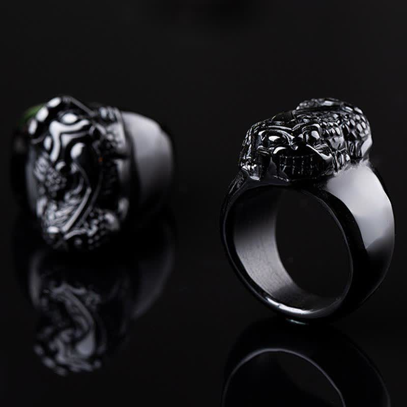 Fortune Jewel FengShui PiXiu Black Obsidian Strength Ring