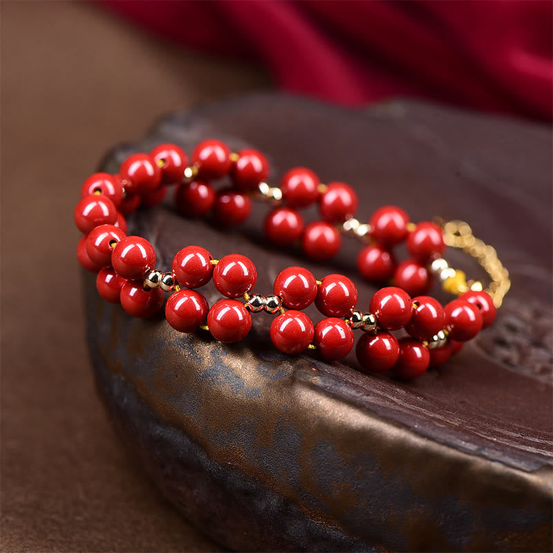 Fortune Jewel Natural Cinnabar Beaded Blessing Bracelet