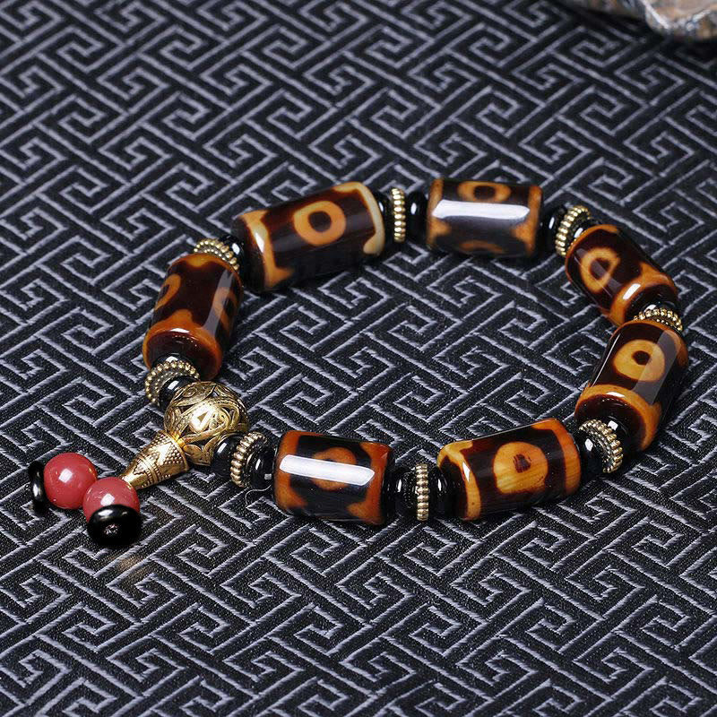 Fortune Jewel Tibetan Nine-Eye Dzi Bead Fortune Charm Bracelet