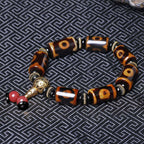 Fortune Jewel Tibetan Nine-Eye Dzi Bead Fortune Charm Bracelet