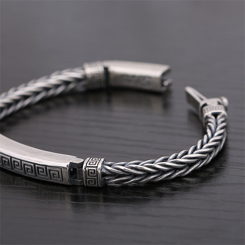 Fortune Jewel Swastika Pattern Engraved Luck Bracelet