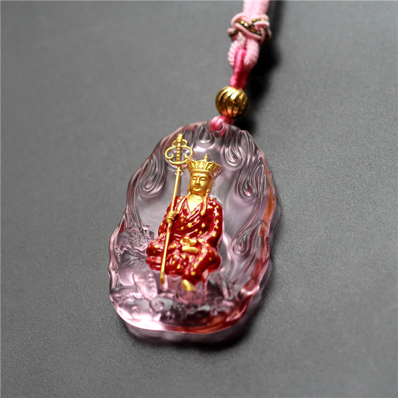 Fortune Jewel Ksitigarbha Buddha Liuli Crystal Compassion Amulet Necklace Pendant Fortune Jewel