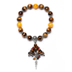 Fortune Jewel Natural Tiger Eye Red Agate Dragon Vein Agate Stone Vajra Dorje Power Healing Bracelet Car Decoration