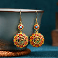 Fortune Jewel 24K Gold Plated Dunhuang Color Elk Copper Balance Drop Earrings