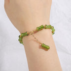 Fortune Jewel Green Bamboo Pattern Liuli Crystal Moss Agate Wealth Chain Bracelet