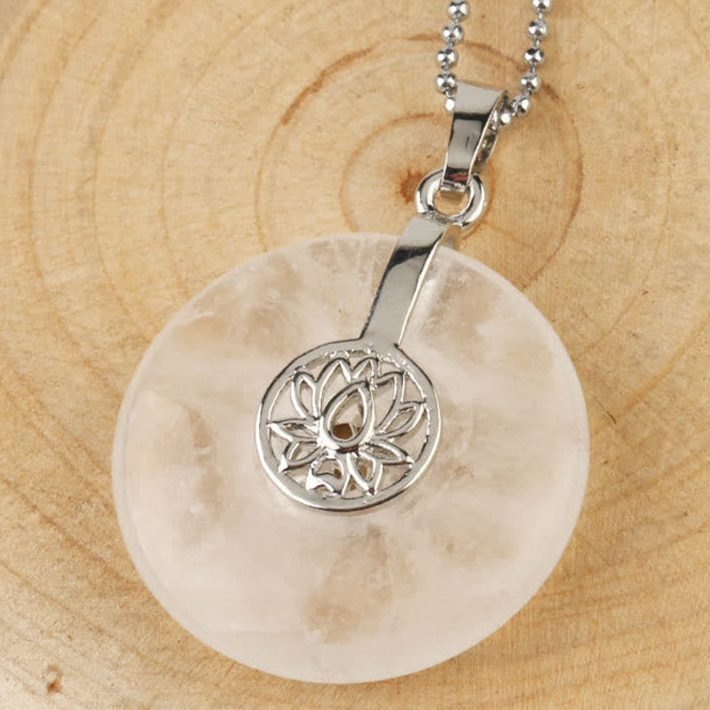 Fortune Jewel Various Crystal Amethyst Pink Crystal Lotus Healing Necklace Pendant