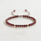 Fortune Jewel Natural Garnet Golden Beads Stability Bracelet