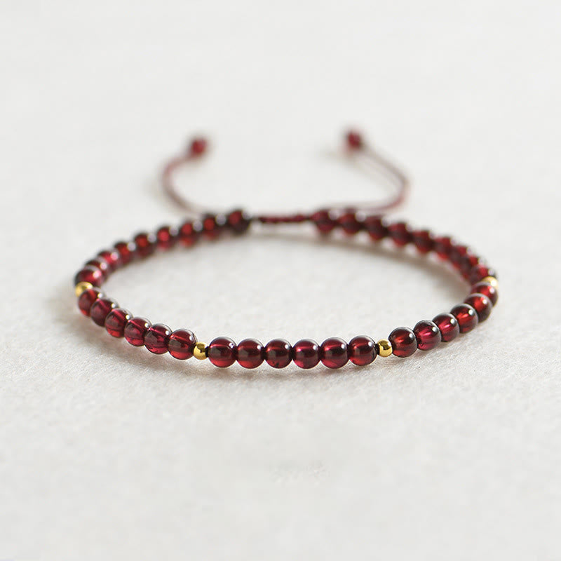 Fortune Jewel Natural Garnet Golden Beads Stability Bracelet