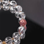 Fortune Jewel White Crystal Strawberry Quartz Healing Attract Fortune Charm Bracelet