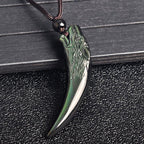 Fortune Jewel Natural Black Obsidian Ice Obsidian Rainbow Obsidian Wolf Tooth Pattern Strength Necklace Pendant