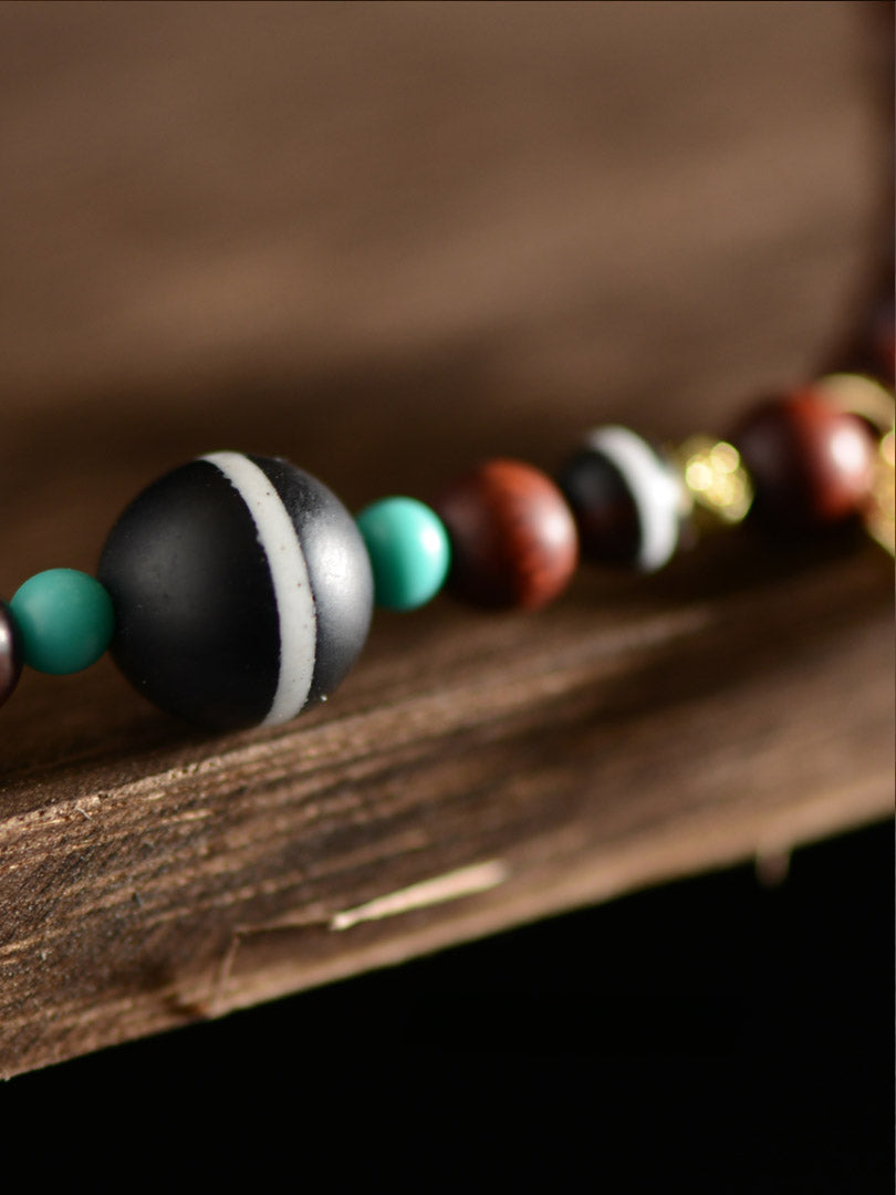 Fashion Lobular Red Sandalwood Bracelet Handmade Three-String Bracelet