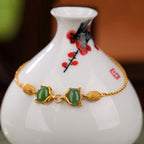 Fortune Jewel 925 Sterling Silver Natural Hetian White Jade Cyan Jade Lovely Fox Luck Bracelet