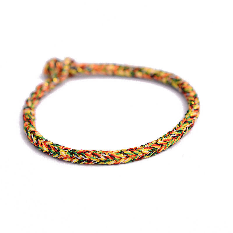 Fortune Jewel Tibetan Handmade Eight Thread Peace Knot Protection Braided String Bracelet