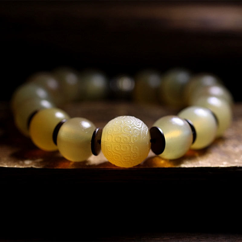 Fortune Jewel Handmade Tibetan Sheep Horn Om Mani Padme Hum Auspiciousness Bracelet