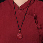 Fortune Jewel Year of the Dragon Natural Cinnabar Dragon Protection Necklace Pendant