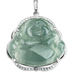 Fortune Jewel Laughing Buddha Natural Jade Luck Necklace Titanium Steel Chain Pendant Fortune Jewel