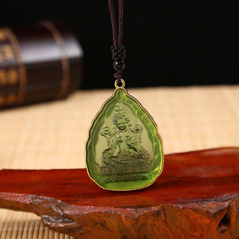Fortune Jewel Tibetan Buddha Liuli Crystal Serenity Necklace Pendant Fortune Jewel