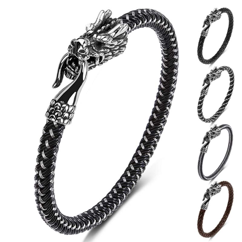 Fortune Jewel Dragon Titanium Steel Protection Luck Bracelet Fortune Jewel