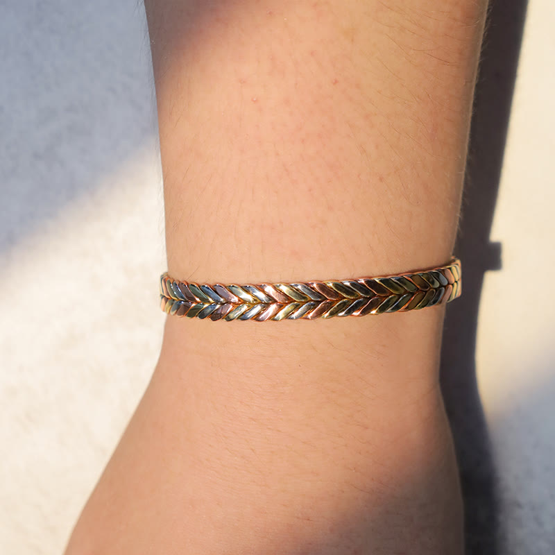 Fortune Jewel Vintage Magnetic Copper Adjustable Cuff Bracelet Bangle
