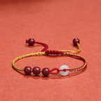 Fortune Jewel Natural Cinnabar Jade Peace Buckle Blessing Bracelet