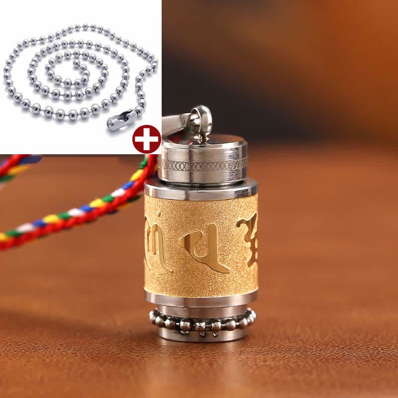 Fortune Jewel Tibet Om Mani Padme Hum Shurangama Mantra Titanium Steel Wisdom Amulet Necklace Pendant