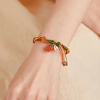 Fortune Jewel Persimmon Red Agate Strength Reincarnation Knot Braid String Bracelet