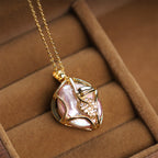 Fortune Jewel 18K Gold Plated Copper Natural Baroque Pearl Flower Sincerity Necklace Pendant