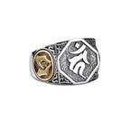 Fortune Jewel 925 Sterling Silver Sanskrit Design Carved Protection Adjustable Ring